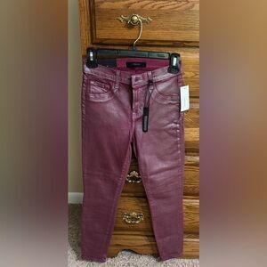 J Brand Red Skinny Jeans with Modern Sheen